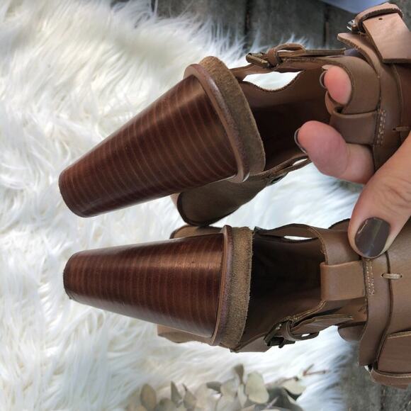 Joes Jeans Shoes Block Heel Ankle Boot Open Toe Double Strap Tobacco Tan 9 - Picture 14 of 14